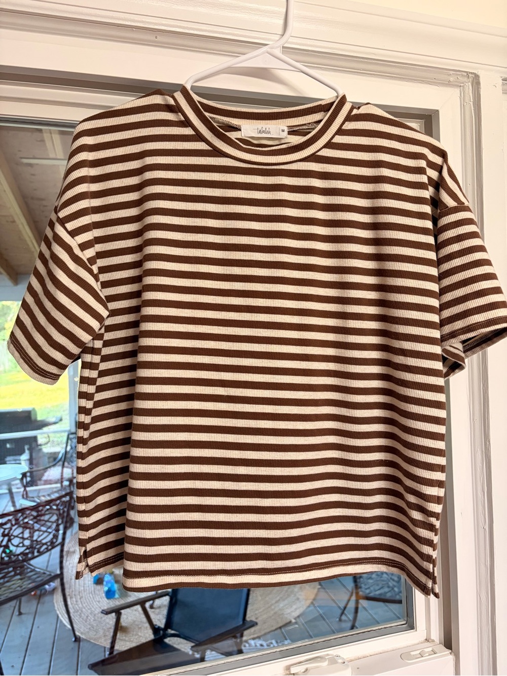 Talula Brown & Cream Striped Short Sleeve Tee